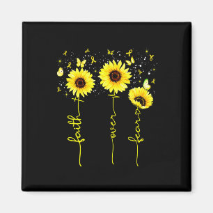 Faith Over Fear Childhood Cancer Awareness Sunflow Magnet