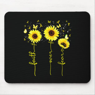 Faith Over Fear Childhood Cancer Awareness Sunflow Mouse Mat