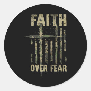 Faith Over Fear Christian America Pride Us Flag Pa Classic Round Sticker
