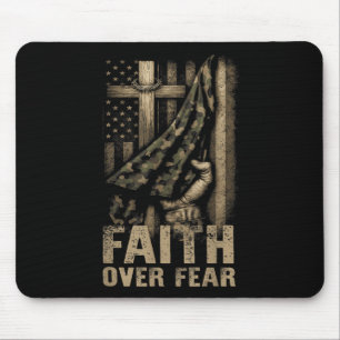 Faith Over Fear Christian America Pride Us Flag Pa Mouse Mat