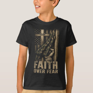 Faith Over Fear Christian America Pride Us Flag Pa T-Shirt