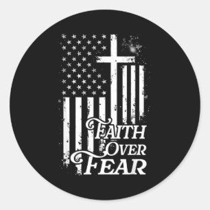 Faith Over Fear Christian American Flag Religious  Classic Round Sticker