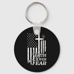 Faith Over Fear Christian American Flag Religious Key Ring