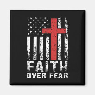 Faith Over Fear Christian American Flag Women Men Magnet