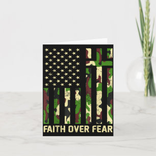 Faith Over Fear Christian Americn Flag Camouflage Card