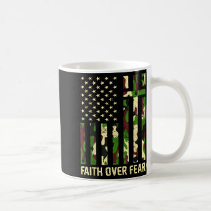 Faith Over Fear Christian Americn Flag Camouflage Coffee Mug