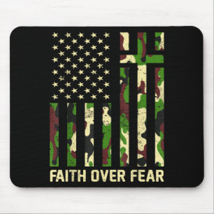 Faith Over Fear Christian Americn Flag Camouflage Mouse Mat