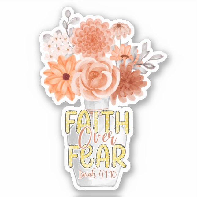 Faith Over Fear Christian Bible Peach Floral  (Front)