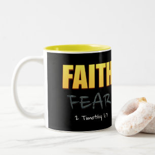 Faith over fear christian bible verse  Two-Tone coffee mug