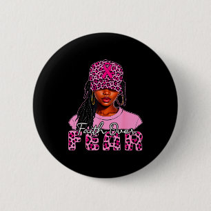 Faith Over Fear Christian Black Women Afro Breast 6 Cm Round Badge