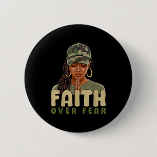 Faith Over Fear Christian Camo African American Af 6 Cm Round Badge