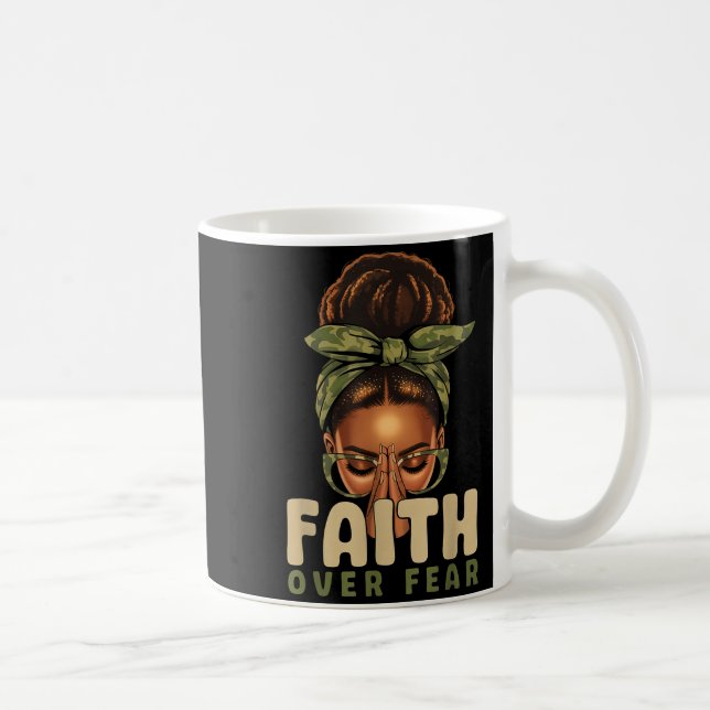 Faith Over Fear Christian Camo African American Af Coffee Mug (Right)