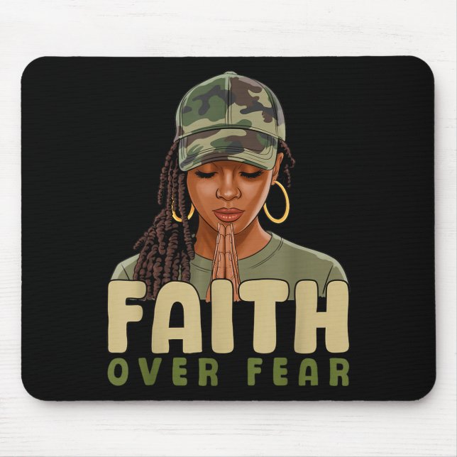 Faith Over Fear Christian Camo African American Af Mouse Mat (Front)