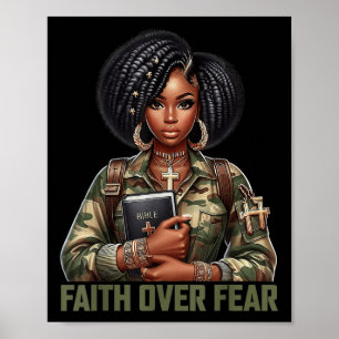 Faith Over Fear Christian Camo African American Af Poster