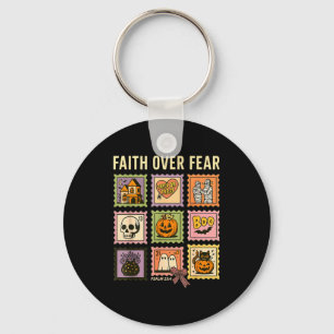 Faith Over Fear Christian Halloween Stamp Believer Key Ring