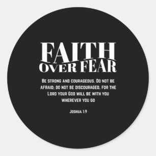 Faith Over Fear Christian Jesus Bible Verse Men Wo Classic Round Sticker