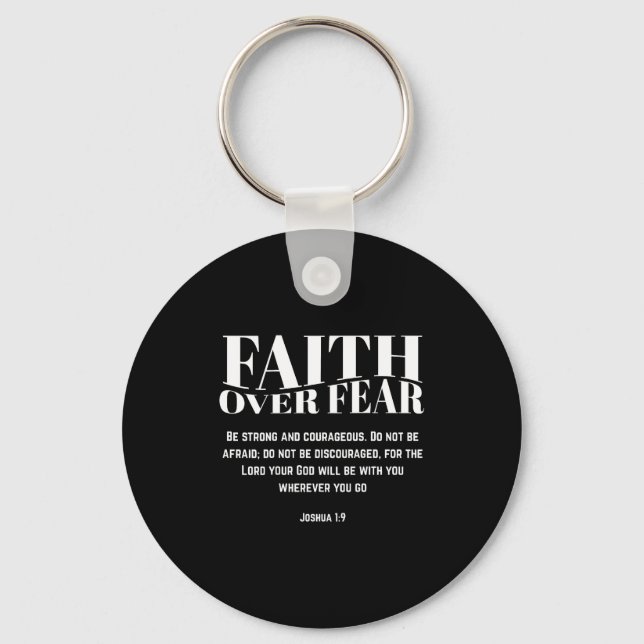Faith Over Fear Christian Jesus Bible Verse Men Wo Key Ring (Front)