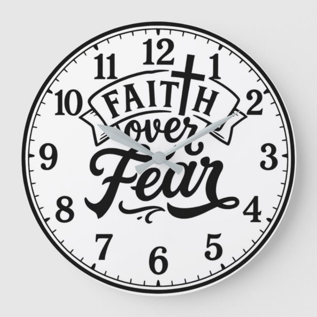 Faith over fear Christian motivational encourageme Large Clock (Front)