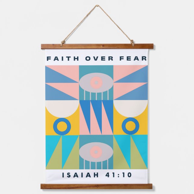 Faith Over Fear Christian Poster Modern Abstract  Hanging Tapestry (Front)