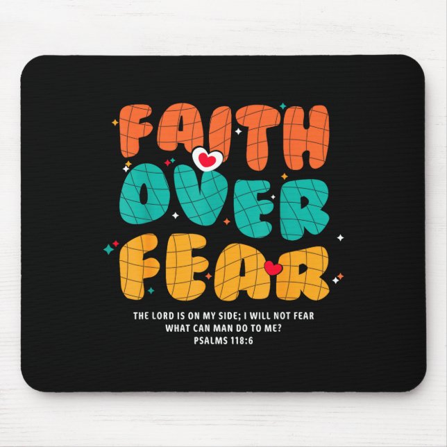 Faith Over Fear Christian Religious Groovy Men Wom Mouse Mat (Front)