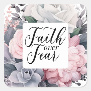 Faith Over Fear Christian Saying Square Sticker