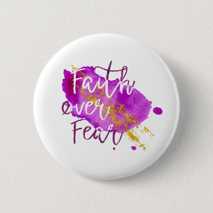 Faith Over Fear Christian Scripture Watercolor Art 6 Cm Round Badge