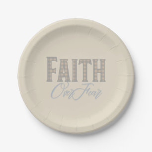 Faith Over Fear Christian Typography Design Paper Plate