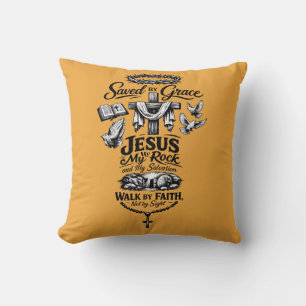 Faith Over Fear Christian Vintage Design Cushion
