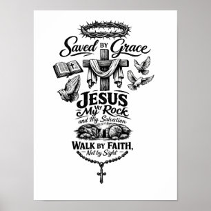 Faith Over Fear Christian Vintage Design Poster
