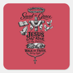 Faith Over Fear Christian Vintage Design Square Sticker