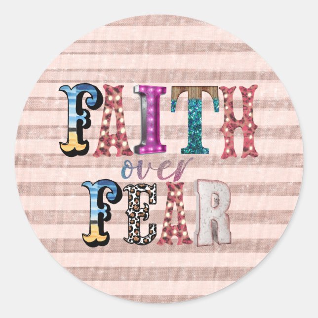 Faith over Fear Classic Round Sticker (Front)