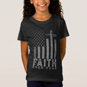 Faith Over Fear Cool Christian Cross American USA  T-Shirt