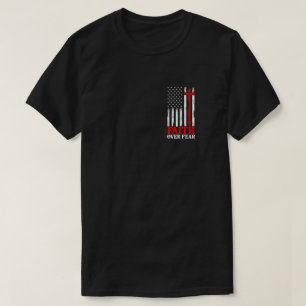 Faith Over Fear Cool Christian Flag Cross T-Shirt