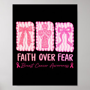 Faith Over Fear Coquette Bow Plaid Breast Cancer A Poster
