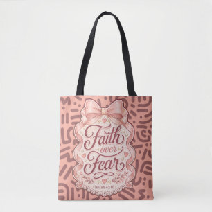 Faith Over Fear Coquette Christian Canvas Shopper Tote Bag