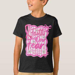Faith Over Fear Cross Breast Cancer Awareness Chri T-Shirt
