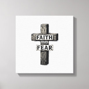 Faith Over Fear Cross Vintage Engraving Shirt (1) Canvas Print