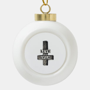 Faith Over Fear Cross Vintage Engraving Shirt (1) Ceramic Ball Christmas Ornament