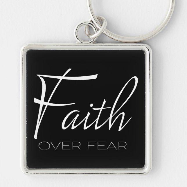 Faith Over Fear Encouragement in White Key Ring (Front)