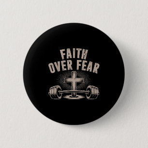 Faith Over Fear Funny Christian Workout Gym Jesus  6 Cm Round Badge