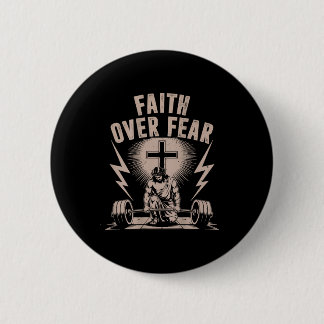 Faith Over Fear Funny Christian Workout Gym Jesus  6 Cm Round Badge