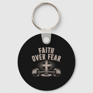 Faith Over Fear Funny Christian Workout Gym Jesus  Key Ring
