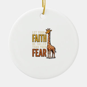 Faith Over Fear Giraffe Vintage Christian Shirt_1 Ceramic Tree Decoration