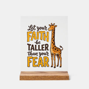 Faith Over Fear Giraffe Vintage Christian Shirt De Acrylic Sign