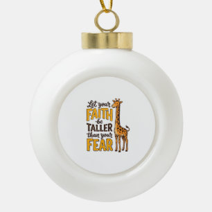 Faith Over Fear Giraffe Vintage Christian Shirt De Ceramic Ball Christmas Ornament