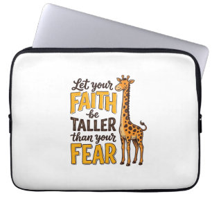 Faith Over Fear Giraffe Vintage Christian Shirt De Laptop Sleeve