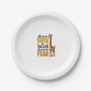 Faith Over Fear Giraffe Vintage Christian Shirt De Paper Plate