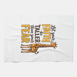 Faith Over Fear Giraffe Vintage Christian Shirt De Tea Towel
