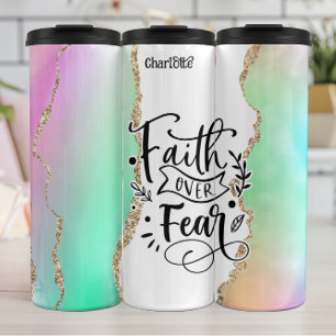 Faith Over Fear Glitter Art Thermal Tumbler
