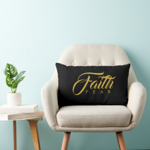 Faith Over Fear Gold and Black Lumbar Cushion